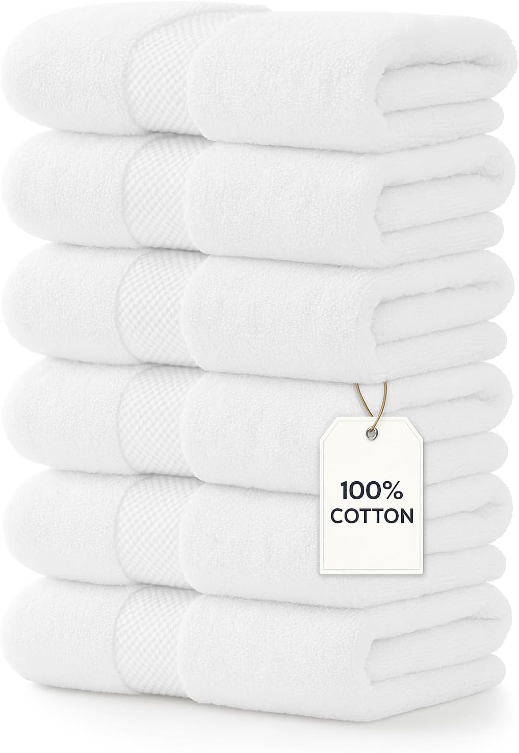 Luxury Hand Towels Set of 6 – 16x30, 550 GSM Ultra-Plush Cotton | Thick, Absorbent, Quick Dry | Hotel & Spa Quality White Towels