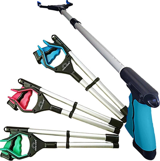 VIVA CARE Grabber Reacher Pickup Tool – Foldable, Lightweight, an Arm Extension for Seniors and Injured [Blue]