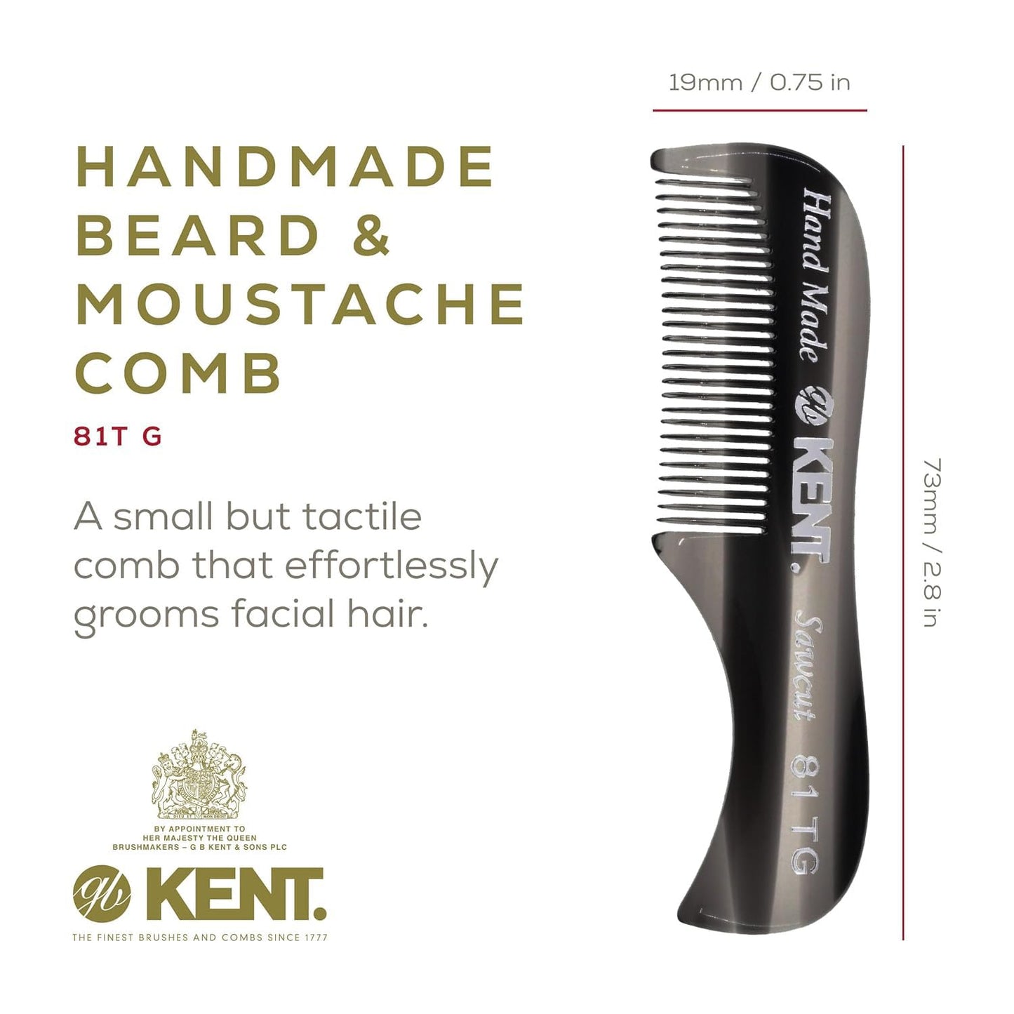 Kent 20T Handmade Fine Tooth Folding Comb + 81T Hand Made Pocket Comb for Beard and Mustache - Beard Growth/Fine Tooth Combs - Beard Straightener Grooming Kit