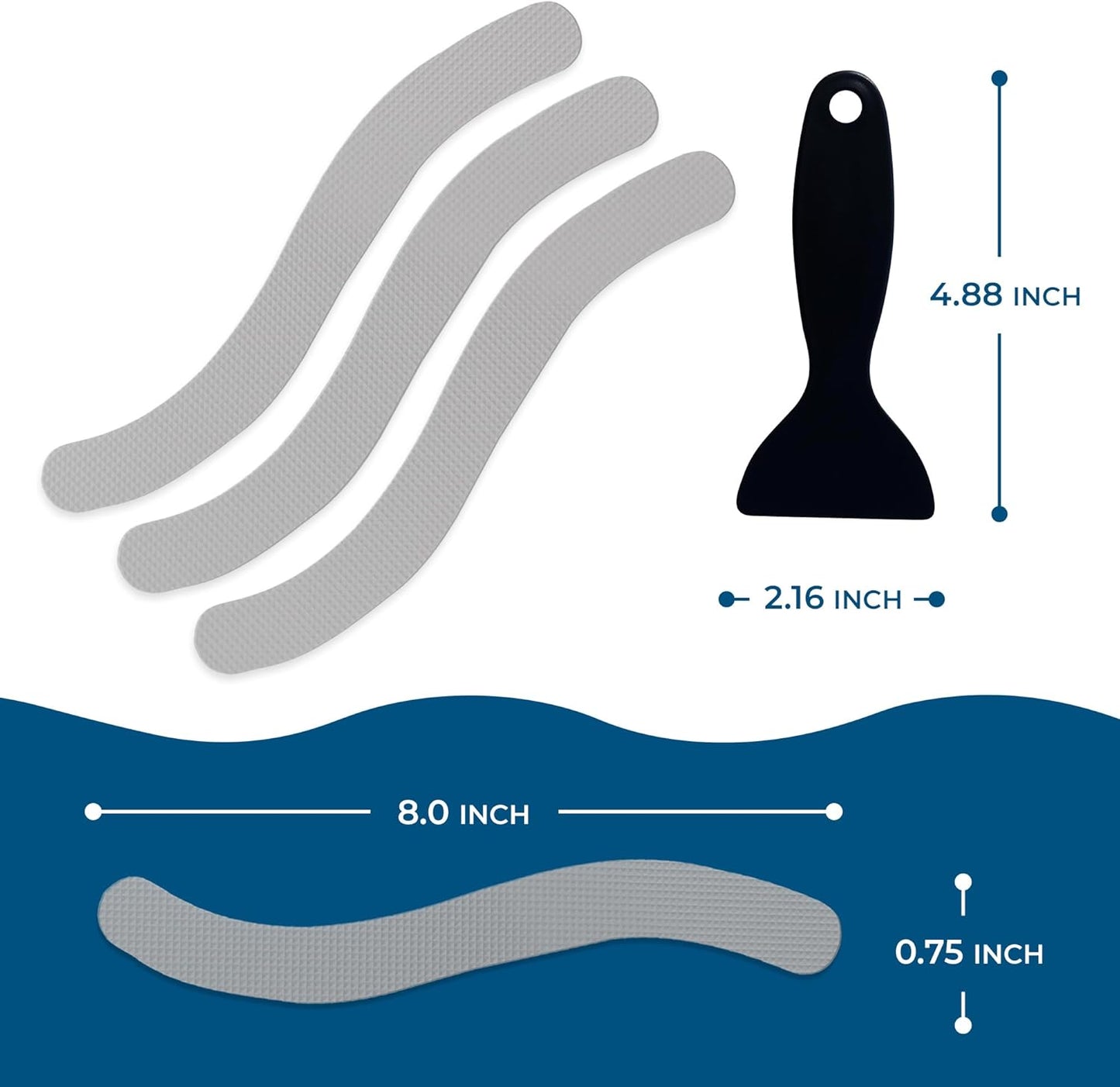 Anti Slip Shower Stickers 24 PCS, Grey Non-Slip Shower Strips for Adults, Premium Adhesive Bath Tub Stickers