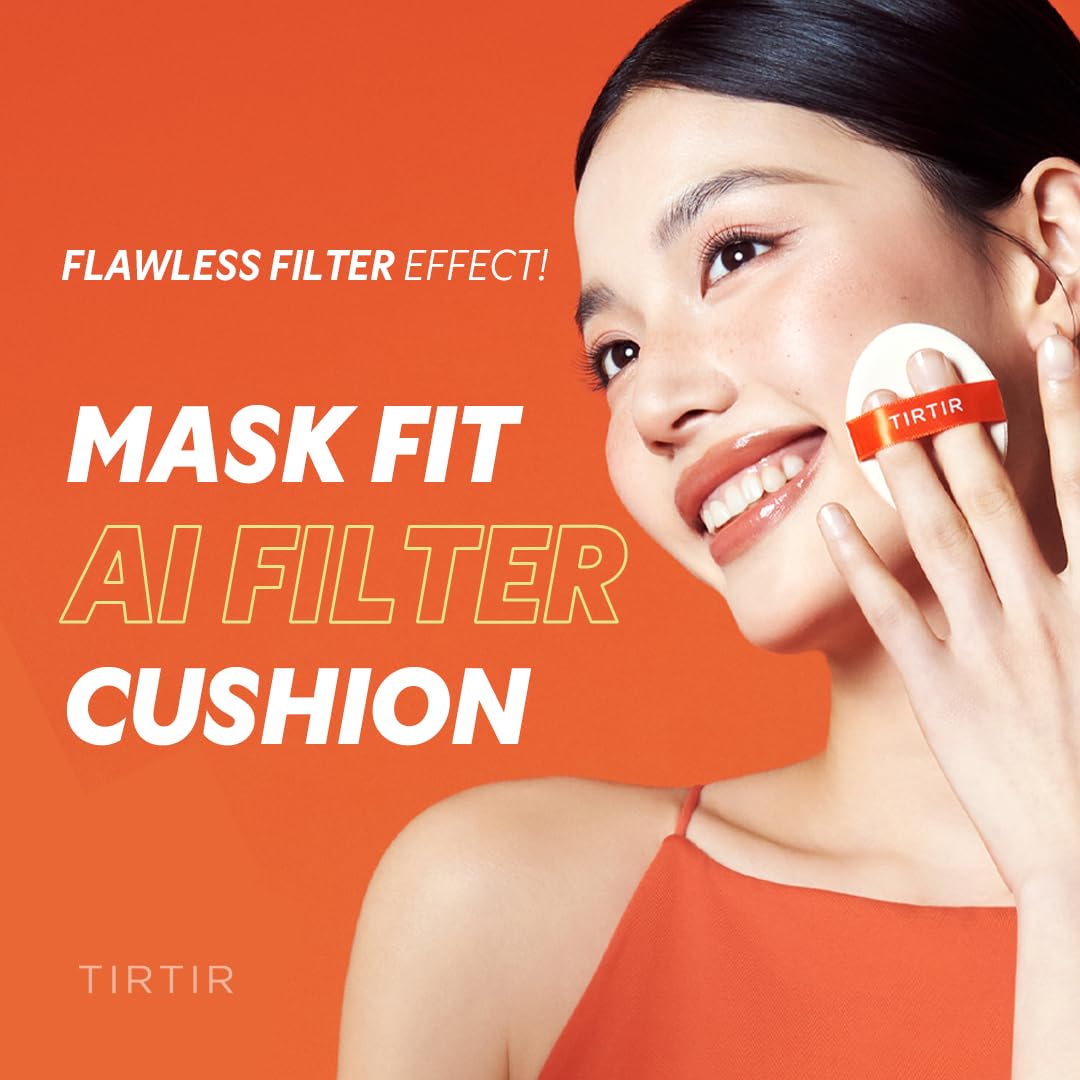 [*Mini Size*] TIRTIR Mask Fit Ai Filter Cushion Foundation | AI-Like Semi-Matte Finish - Up to 72-Hour Medium to Full Coverage Korean BB Cushion Make up Beauty, #25C Cool Taupe, 0.15 Fl Oz