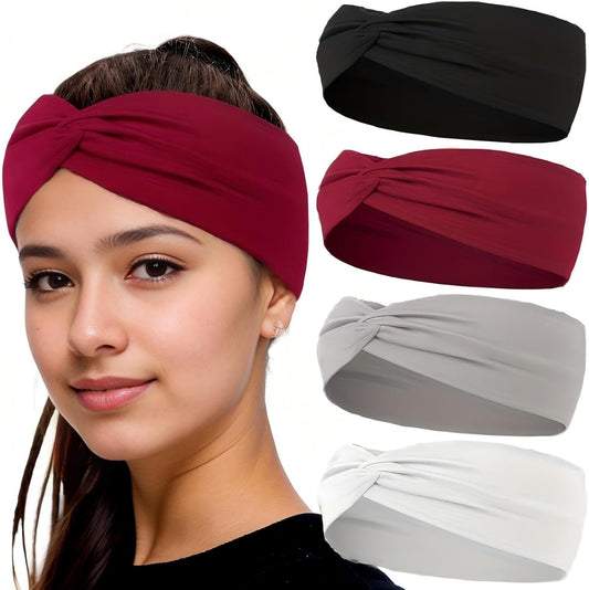 12-Pack Wide Stretch Headbands for Women - Non-Slip Extra Wide Turban Hair Bands for Workout, African Style, Sports & Daily Use (Breathable, All-Day Comfort) Color1 (Color2)