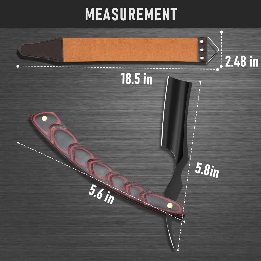 Straight razors for men,Straight Edge Barber Razor Premium Stainless Steel Shaver Razor with Shaving Strop for Men Home (NO.186-1)