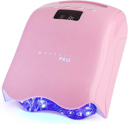 MakarttPro LuxuriaPro 98W Professional UV LED Nail Lamp | 42 Powerful LEDs for Fast and Efficient Curing Gel Nails | Rechargeable 5200mA Lithium Battery | Cordless Nail Dryer - Baby Pink