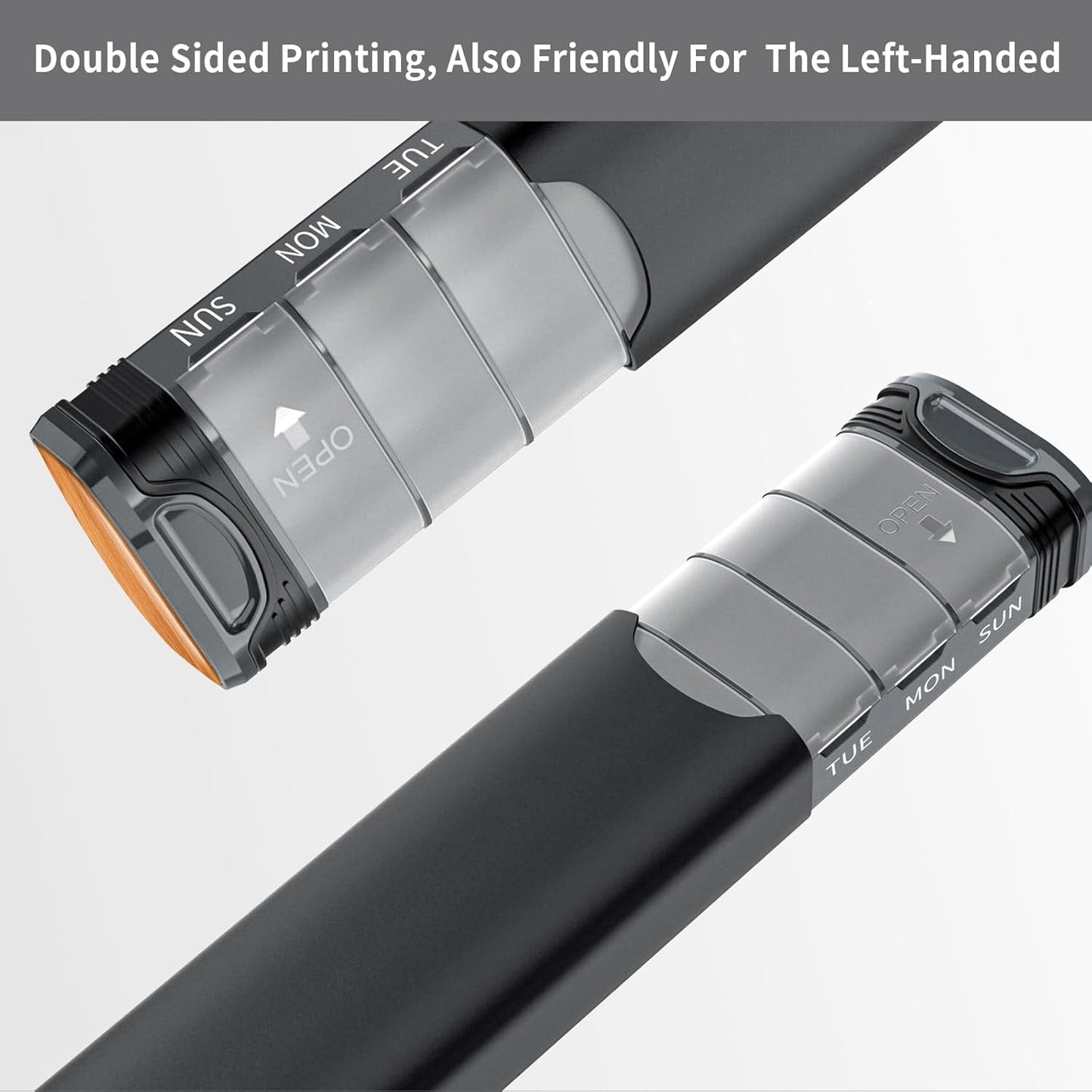 Metal Weekly Pill Organizer, Serfeymi Aluminum Daily Pill Box(Spare Gasket Provided),7 Day Pill Case Travel Medicine Organizer,Pill Containers with Individual Lid for Vitamins,Pills, Supplement-Black