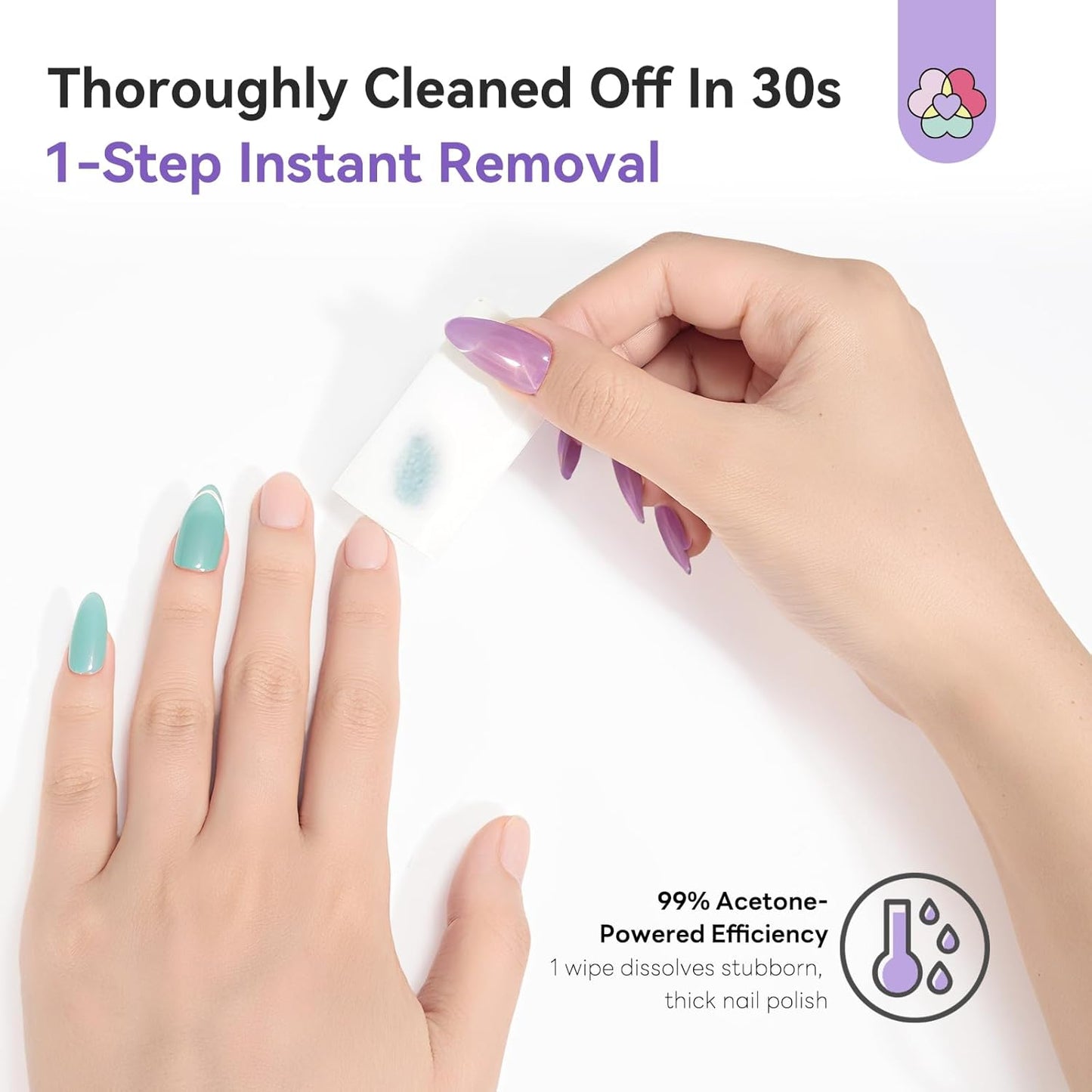 SAVILAND Advanced Nail Polish Remover Pads: 100 PCS Nail Polish Remover Wipes Super-sized 1-Step Instant Removal For Nails Pad Non-Irritant Individually Wrapped Pads For Salon Use