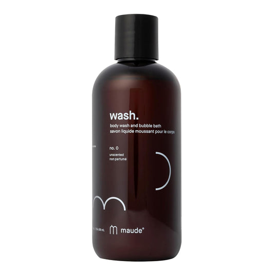 MAUDE Wash No. 0 - pH Balanced Moisturizing Body Wash & Bubble Bath - With Vitamin C & E for Whole-Body Skin & Feminine Care - Skin-Softening Shower Gel - Unscented (12 fl oz)
