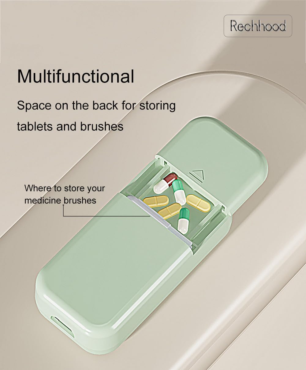 3-in-1 Pill Cutter 1/4 1/3 1/2 with Pill Storage Case, Stainless Steel Blade Cuts Pills Ideal for Cutting Vitamins and Pills (Green)