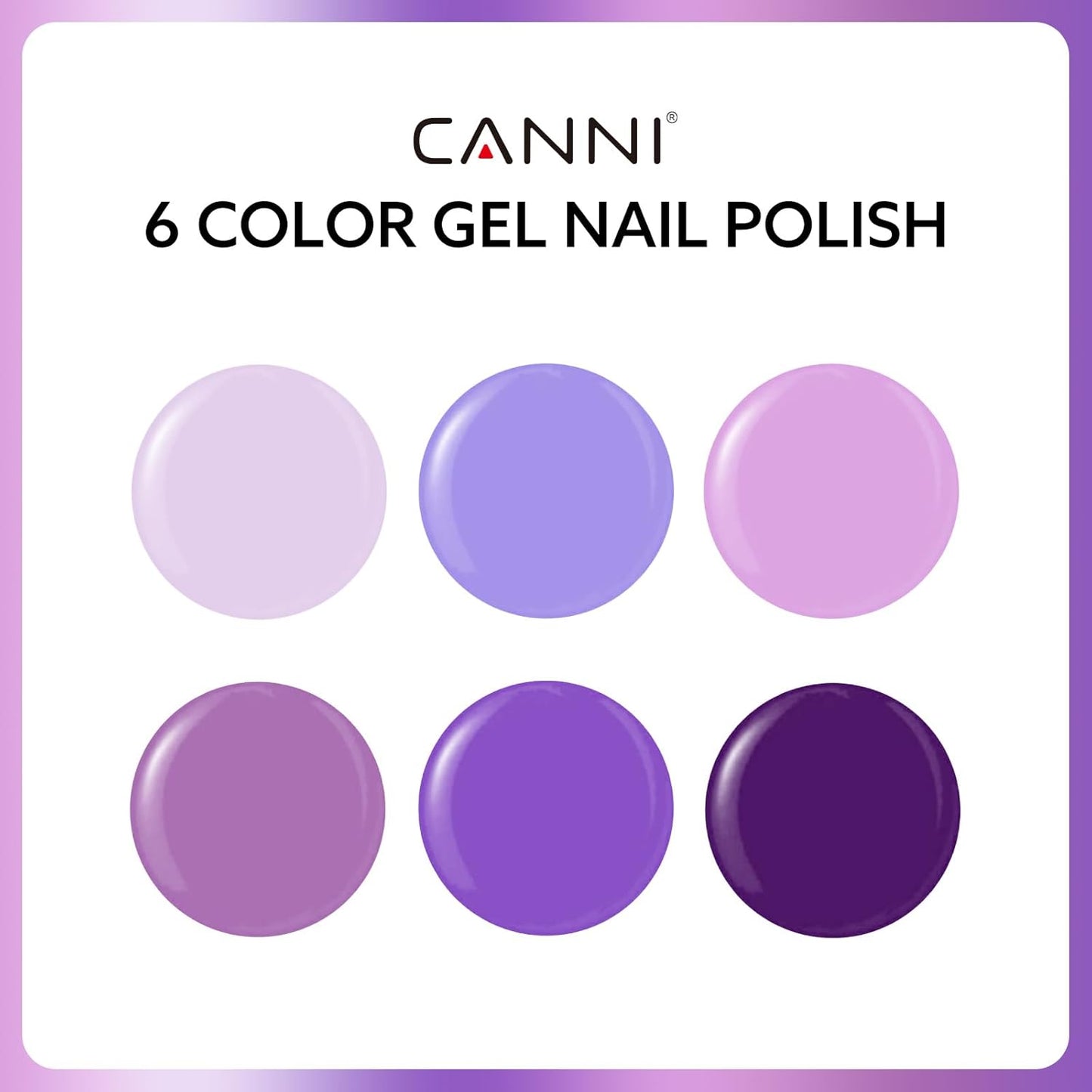 CANNI 6Pcs 9ml Hema-Free Purple Gel Polish,Dark Purple Gel Nail Polish Set,Light Violet Colors Gel Polish Kit, Soak Off LED Nail Gel Manicure Kit DIY at Home Salon Gifts for Women Girls