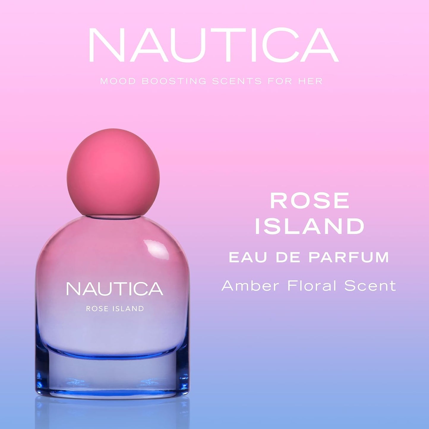 Nautica for Her Rose Island Eau De Parfum, 1.6 Fl Oz (Pack of 1), Notes of Lemon, Rose, and Musk, Women's Fragrance, Long Lasting, Mood-Boosting Fragrance, Vegan Formula