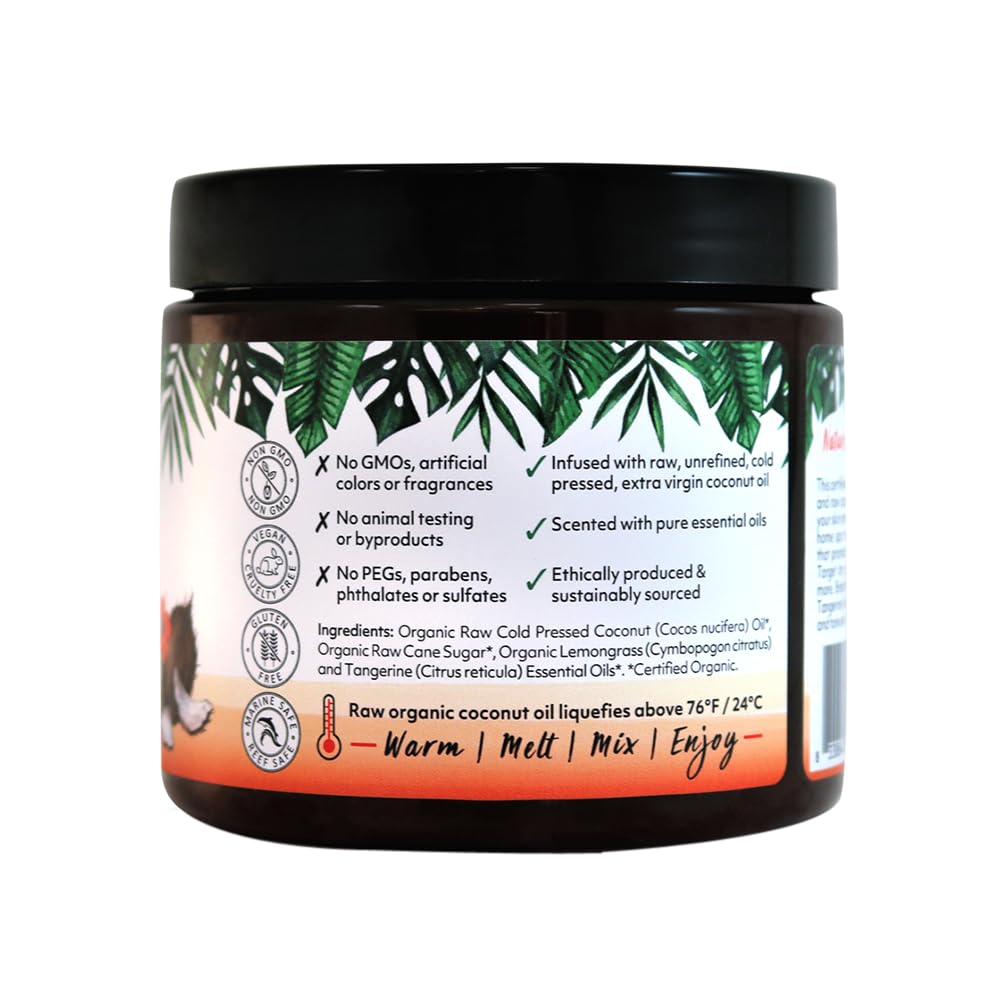Organic Fiji Whole Body Scrub - Infused with Coconut Oil, Exfoliating Sugar Scrub for Smooth and Soft Skin, Exfoliates & Restores Skin's Natural Biosphere, Lemongrass Tangerine 20 oz