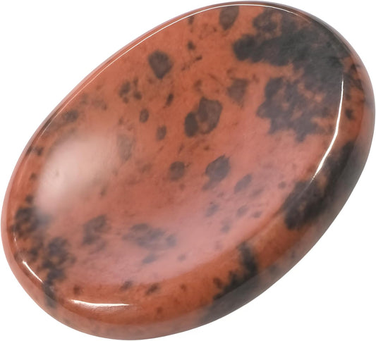 Mahogany Obsidian Worry Stones – Crystal Thumb Worry Stone for Anxiety, Stress – Relaxing and Soothing Balance Stones for Meditation, Stress Relief – Healing Stones and Crystals for Men and Women