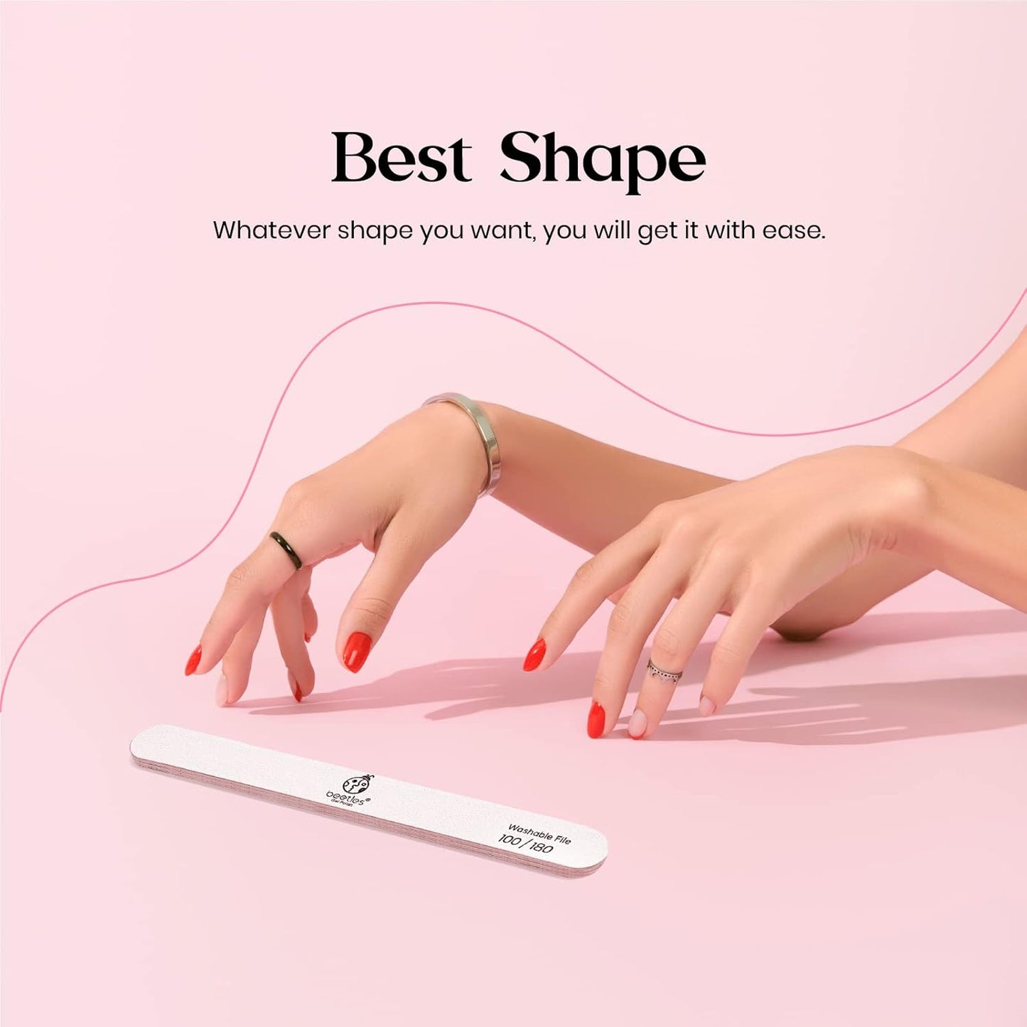 Beetles 10 PCS Professional Nail File Set, Double Sided Emery Board 100/180 Grit Nail Files Manicure Tools Kit for Home and Salon Use Acrylic False Nails