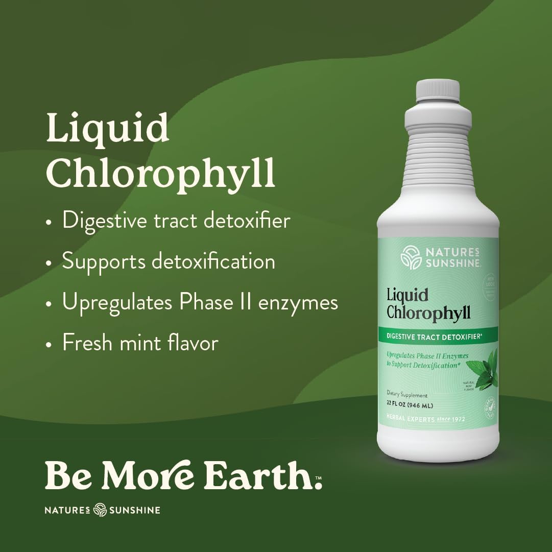 Nature's Sunshine Liquid Chlorophyll - Immunity Support, Detox & Cleanse, Chlorophyll Liquid Drops with Spearmint Oil, and Internal Deodorant (Original, 32 Fl Oz)