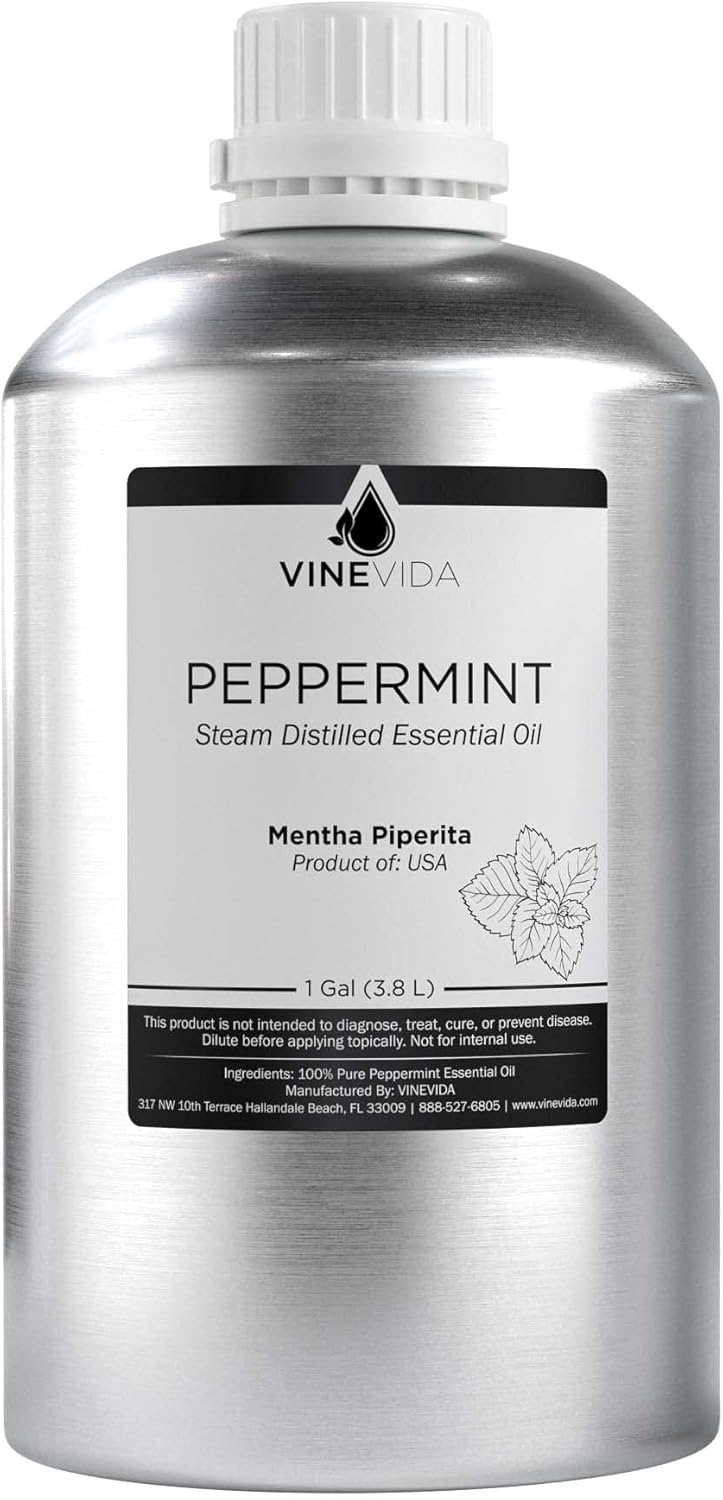 VINEVIDA Peppermint Essential Oil - Gallon Peppermint Oil Undiluted - Bulk Gallon Essential Oil for Soap Making & Candle Scents - 8 lbs