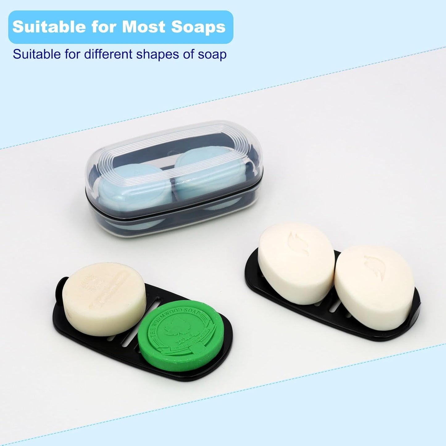 Solid Shampoo Bar Holder, Large Bar Soap Holder, Travel Soap Container, Soap Box with Draining Layer, Soap Case for Bathroom, Traveling, Gym, Camping (Clear Style-1-Large)