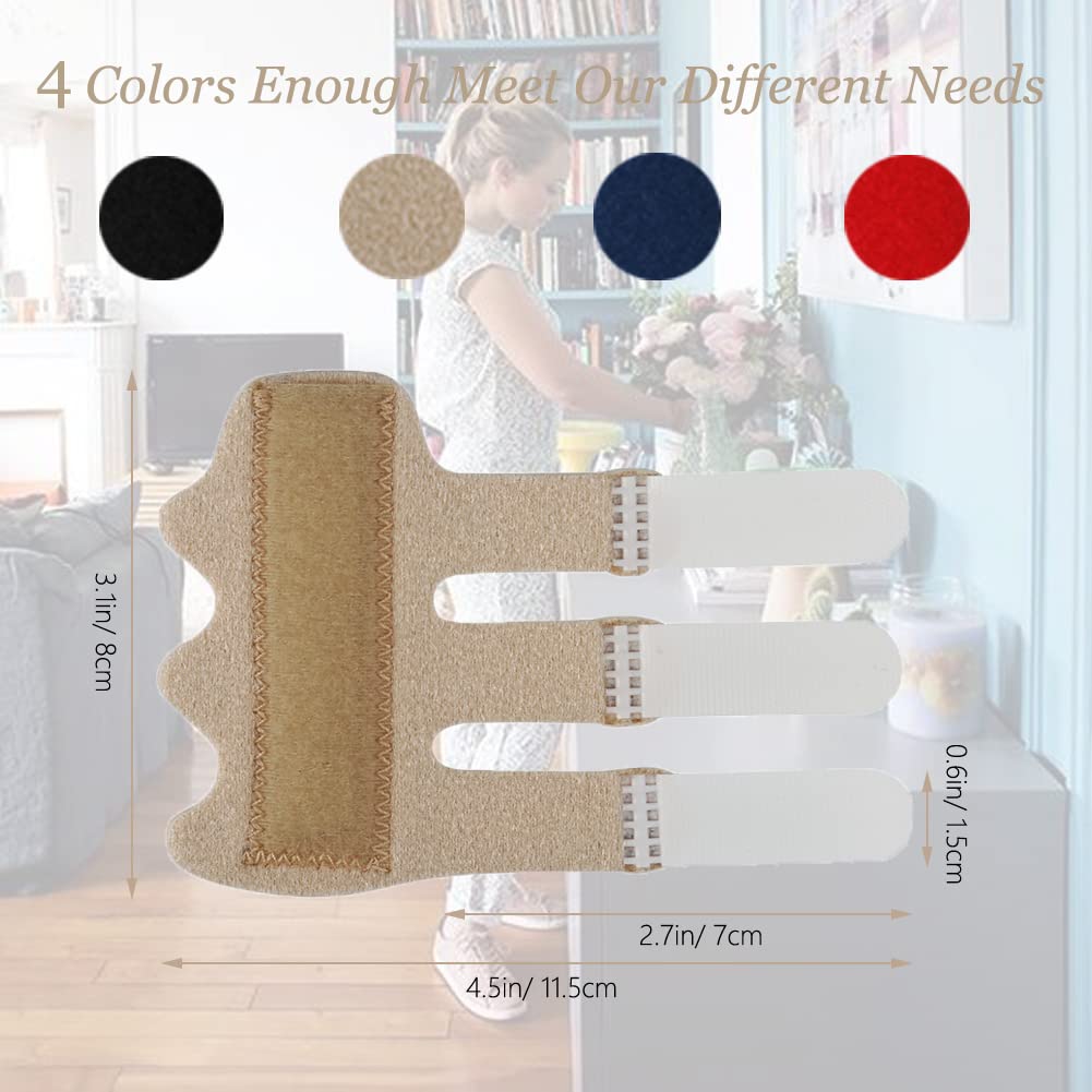 Upgraded Finger Splints (4Pcs), Trigger Finger Splint Finger Brace with 3 Fixing Strap for Mallet Finger, Broken Finger Protector, Knuckle Immobilization, Straightening Support, Arthritis Pain Relief