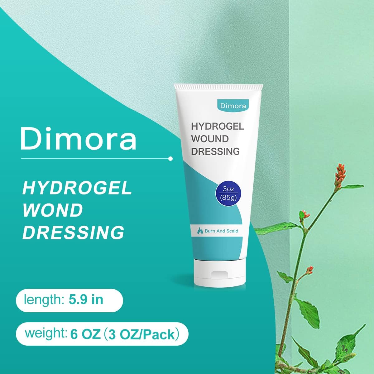 Dimora 2 Packs 6oz Hydrogel First Aid Ointment, Burn Injory Soothing Gel, Skin Repair Cream for Emergency Burn, Postoperative Incisions, Bruises, Debridement Wound Care