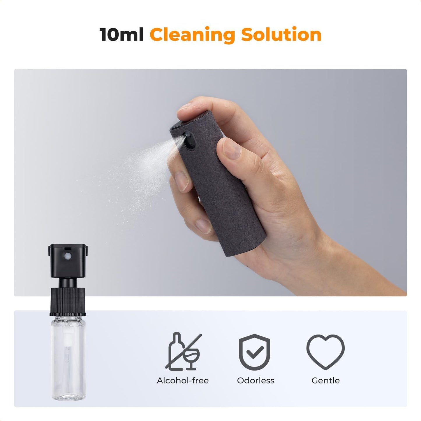 K&F CONCEPT Touchscreen Screen Cleaner Kit 2 Pcs, for TV, Laptop, PC,Phone, Tablet and Car Screen Cleaner, Two in One Spray and Microfiber Cloth(Grey&Pink)