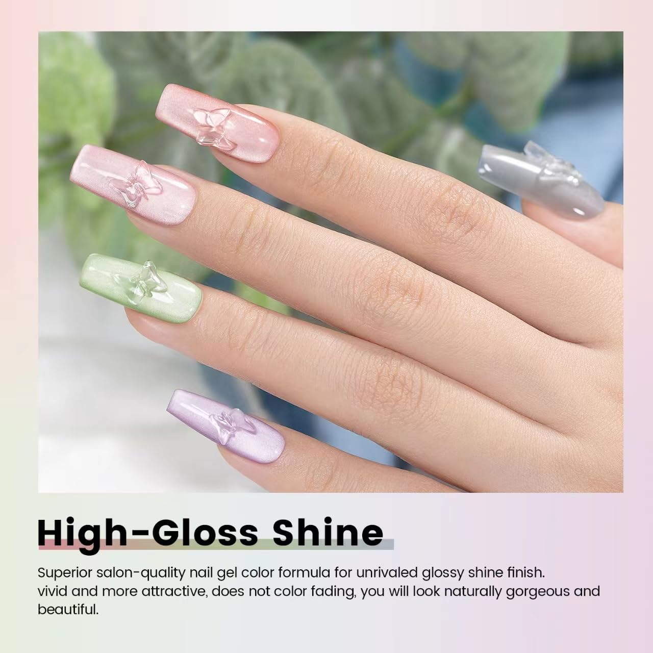 RARJSM Moonlight Cat Eye Gel Nail Polish Set 6 Pcs Smoothie Ceramic Glitter Shimmer Grape Purple Silver White Blue Green Pink Velvet Mirror Cateye Gel Polish with Magnetic Stick UV LED Curing Require