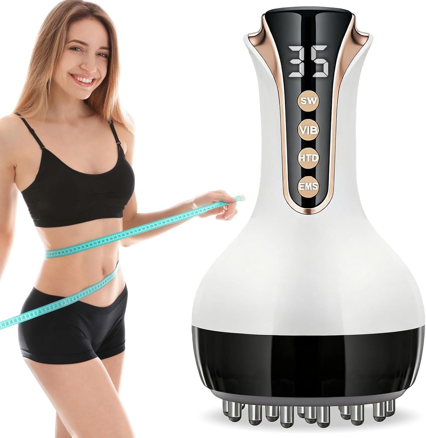 35-Speed 3-in-1 Microcurrent Lymphatic Drainage Massager for Legs Arms Belly, Body Sculpting Machine with Microcurrent, Cellulite Massage Tool,Light, Heat |Vibration, Promotes Circulation Skin Renewal