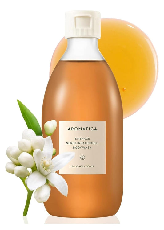 AROMATICA Embrace Body Wash Neroli & Patchouli 10.14fl.oz./300ml - Floral Body Wash for Women | Relaxing Your Body & Mind | Vegan, Sulfate Free