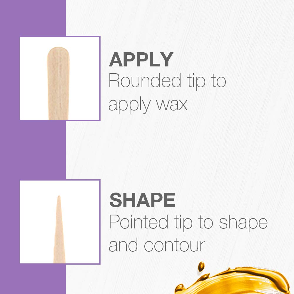 Satin Smooth Wax Sticks for Hair Removal – Contour Wax Applicator Sticks Wooden Waxing Stick Spatulas for Eyebrows & Facial Waxing, 200 ct, 2 Pack
