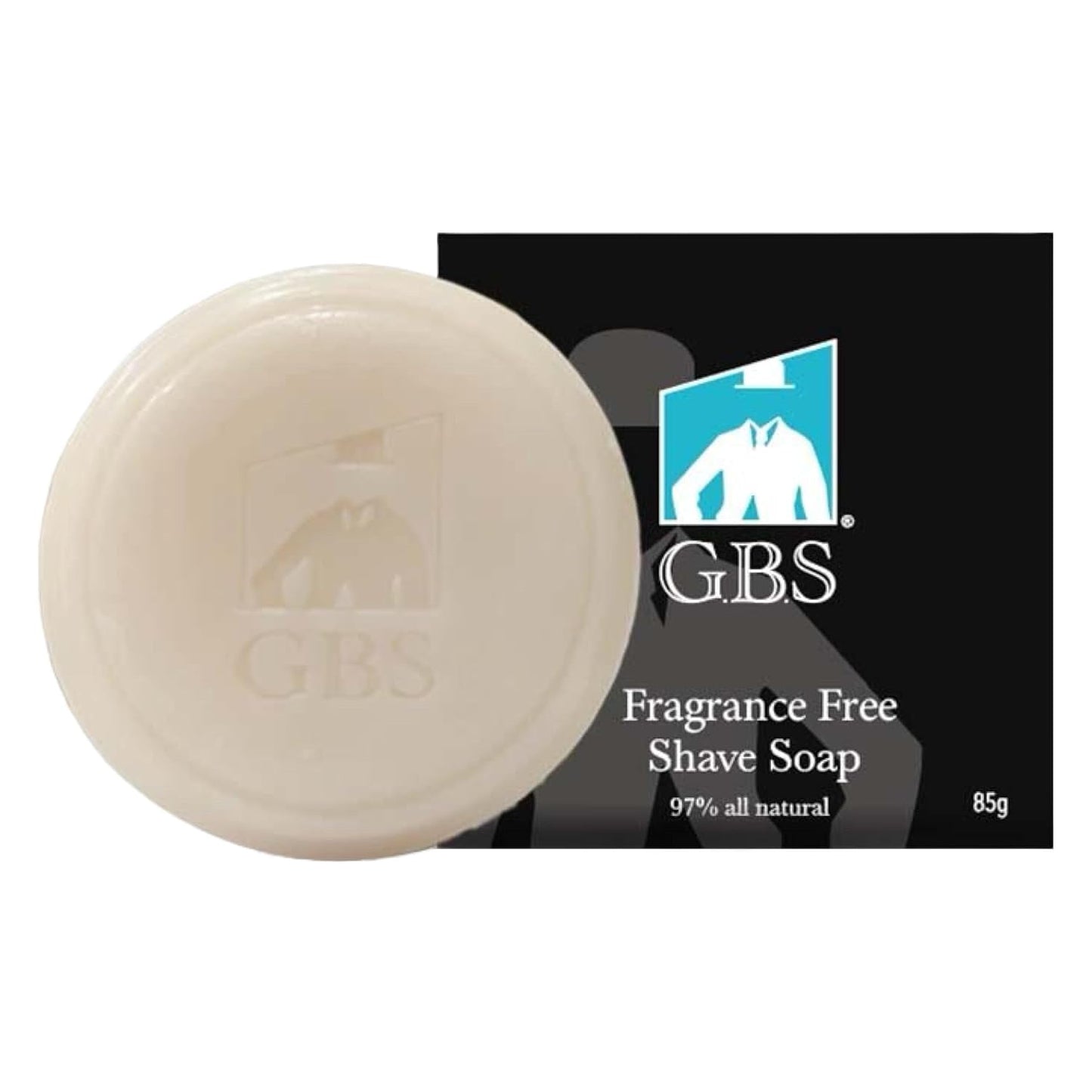 G.B.S 97% All Natural Shave Soap Set for Men, Fragrance Free Shaving Soap with Shea Butter for Sensitive Skin