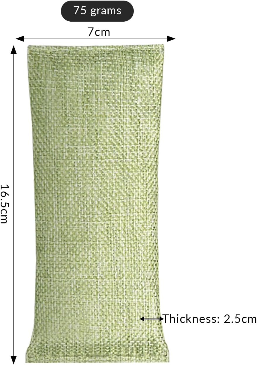 4 Pack charcoal odor absorber,Bamboo Charcoals Air Purifying Bag Charcoals Deodorizer Eliminator for Strong Odors in Car, Closet, Shoe, Basement (75G*4 Pack Light Green, Unscented)