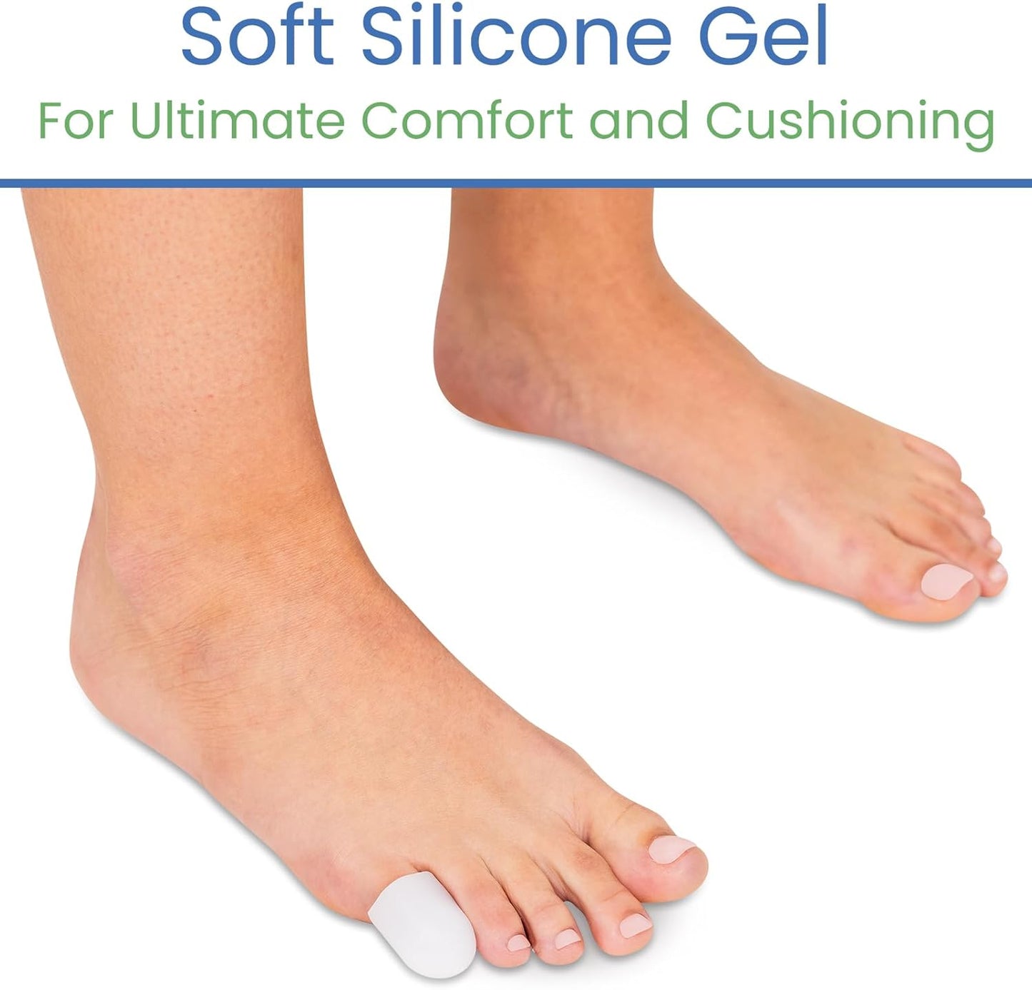 ViveSole Soft Gel Toe Protectors for Men & Women (10 Pack) - Toe Caps for Foot Pain Relief - Flexible Cushion Sleeves for Blisters, Ingrown Toenails, Hammer Toes, Corns, Calluses, Blisters (Small)