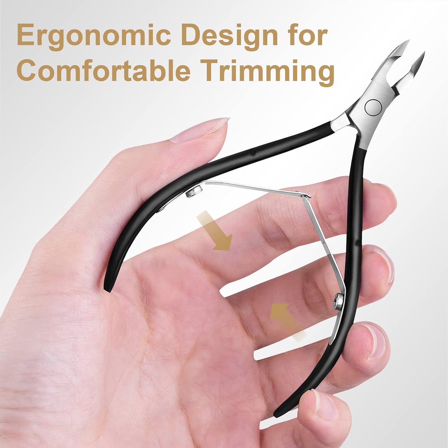 Easkep Cuticle Trimmer and Pusher, Professional Stainless Steel Cuticle Cutter, Black