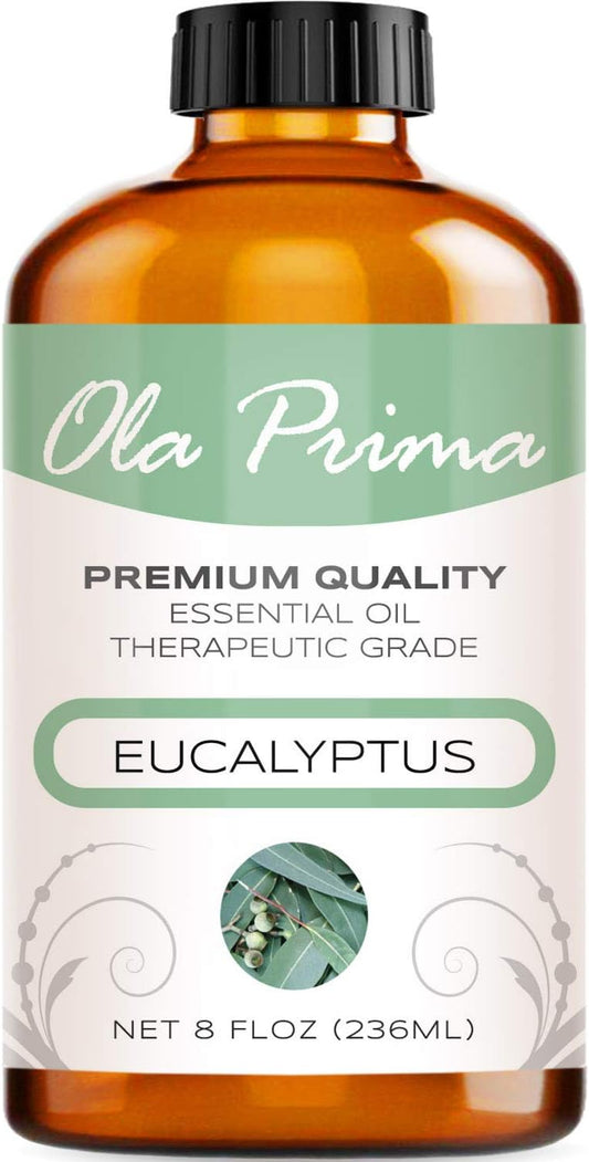 Ola Prima Eucalyptus Essential Oil 8 Fluid Ounces – Pure Therapeutic Grade Eucalyptus Oil for Aromatherapy