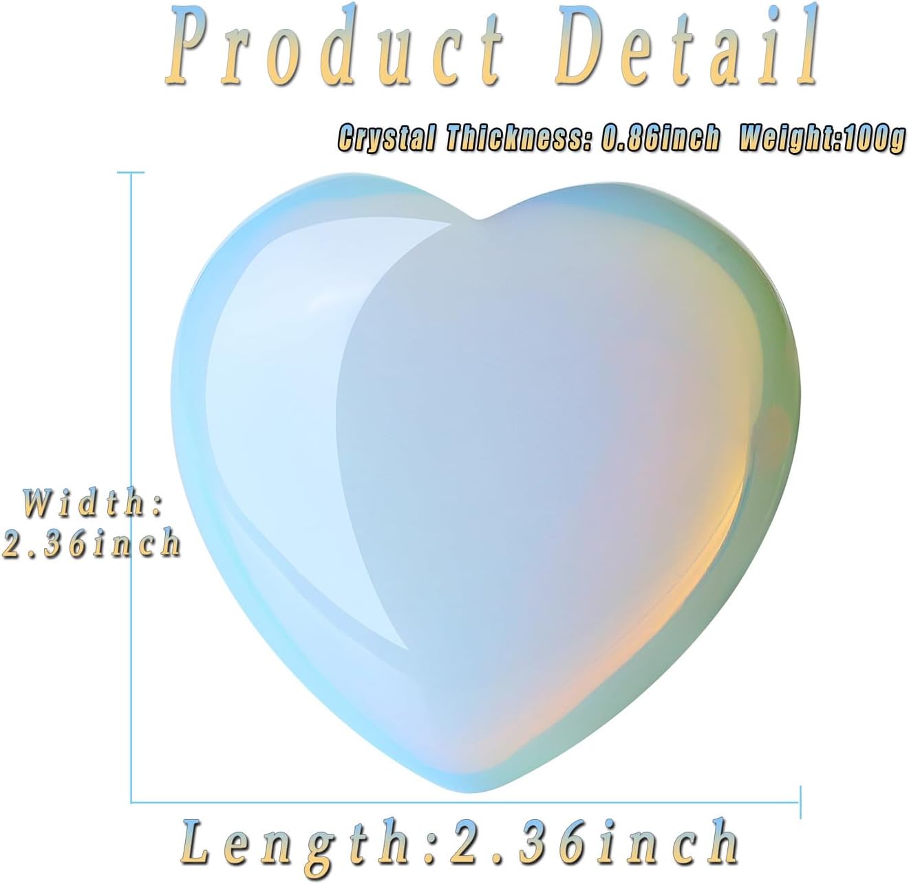 MAIBAOTA 60 mm Opalite Crystal Large Heart Love Stone Healing Crystals Heart Stone for Women Natural Reiki Gemstone Polished Heart Shaped Rocks Meditation