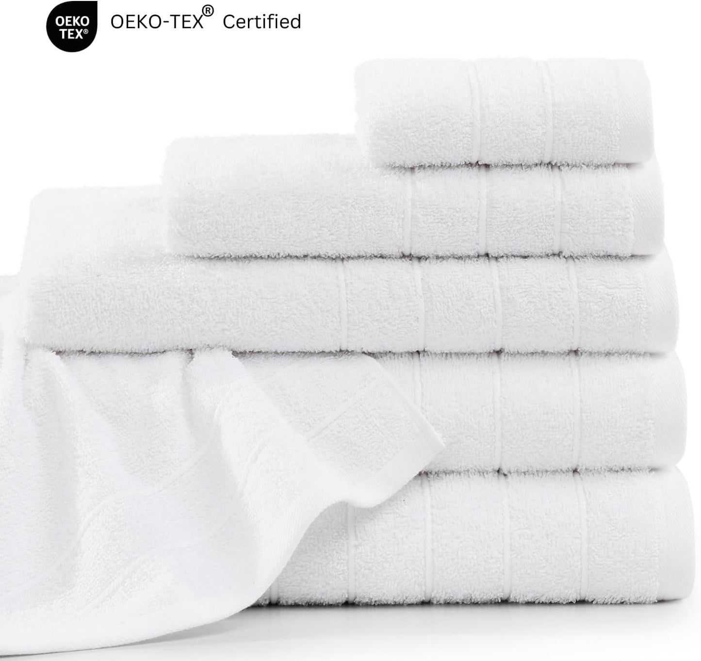 Casa Platino 24 Piece Cotton Towel Set – Ring Spun, Soft & Absorbent Towels, Full Bathroom Set with Bath Sheets, Hand Towels, Gym Towels & Washcloths, Machine Wash Safe – White