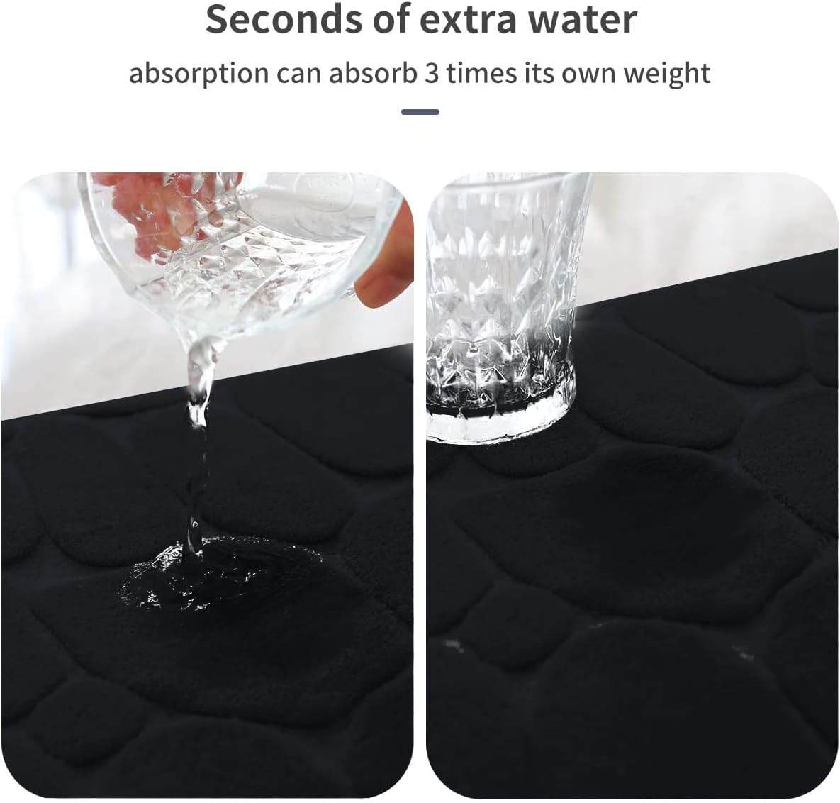 YIHOUSE Memory Foam Bath Mat Cobblestone Bathroom Rugs Super Water Absorbent Bath Mats for Bathroom Machine Washable Bath Rugs(20x32,Black)