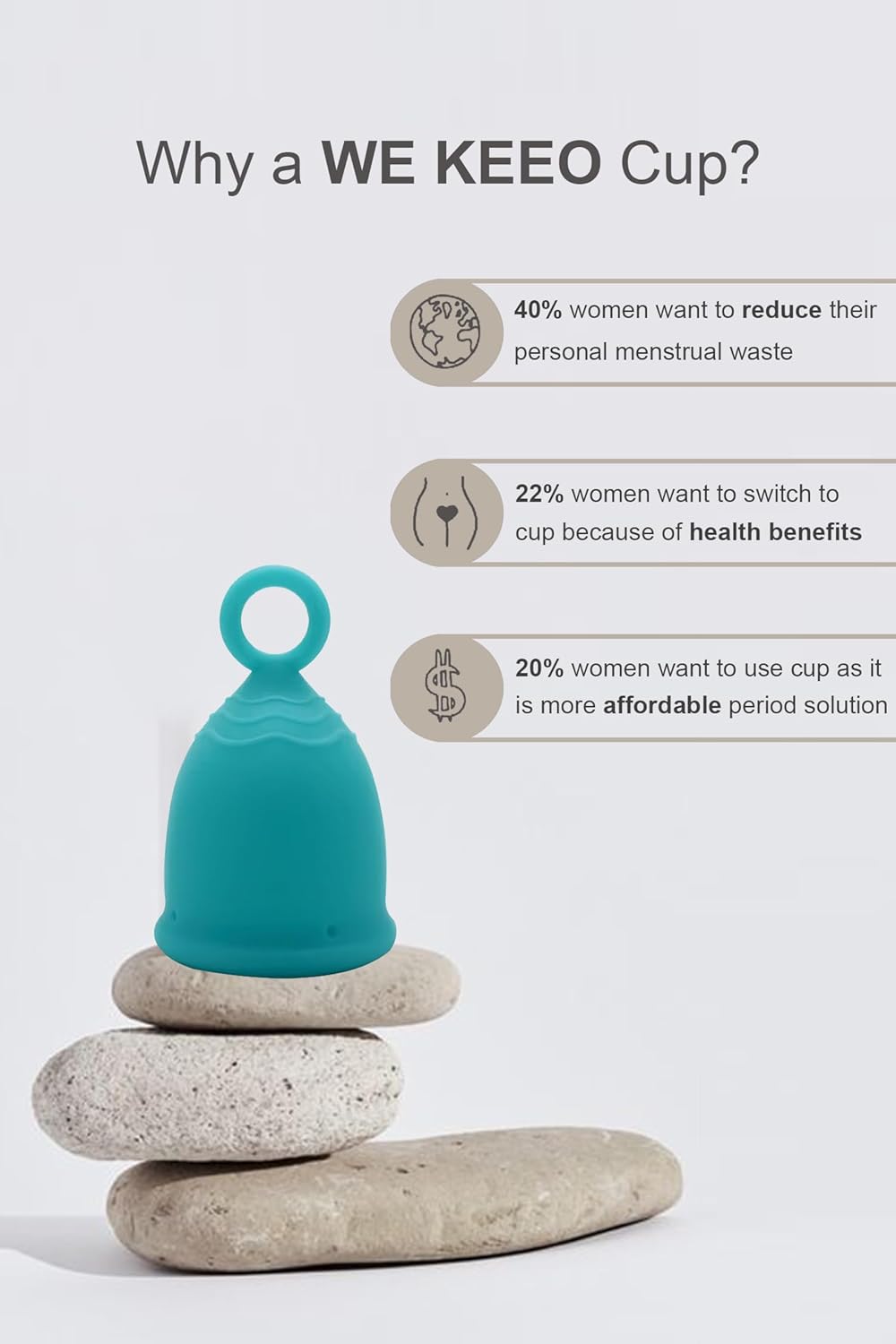 Menstrual Cup - Reusable, Soft & Safe Medical Grade Silicone Period Cup - 12 Hours Comfort - Eco Friendly Tampon & Pad Alternative for Active Lifestyle & Heavy Flow (Pink & Blue)