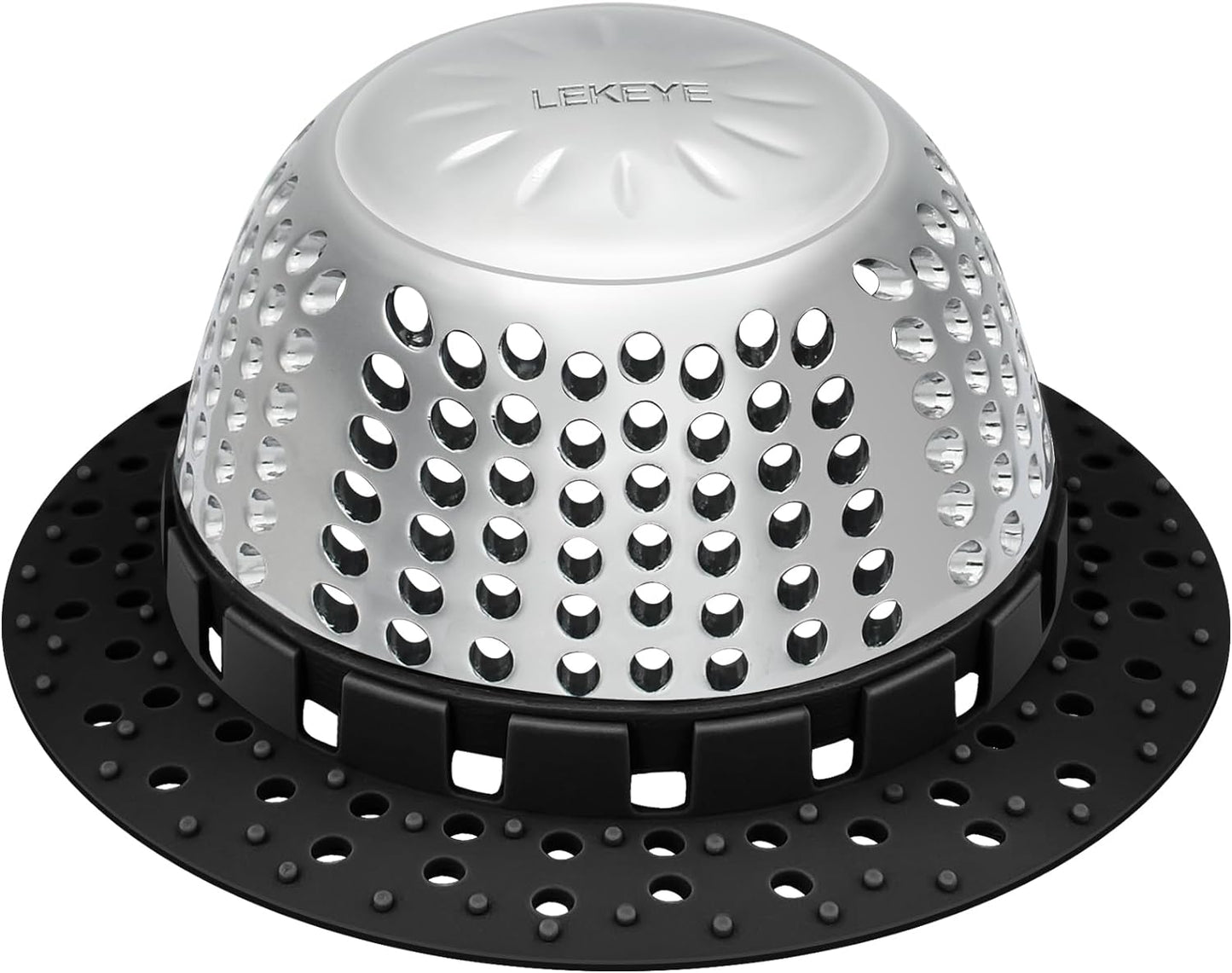 LEKEYE Shower Drain Hair Catcher/Bathtub Drain Cover/Drain Protector for Pop-Up & Regular Drains(Black)