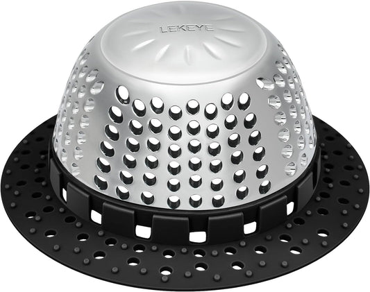 LEKEYE Shower Drain Hair Catcher/Bathtub Drain Cover/Drain Protector for Pop-Up & Regular Drains(Black)