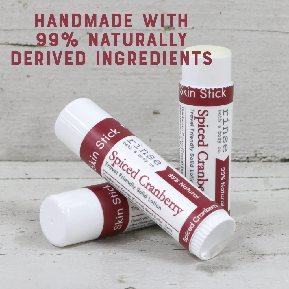 Rinse Bath & Body Spiced Cranberry Solid Lotion Stick - Natural Lotion w/Shea and Cocoa Butter | No Mess Travel Lotion w/Beeswax, Apricot & Refined Avocado Oil | Vegan | Handmade |.5oz