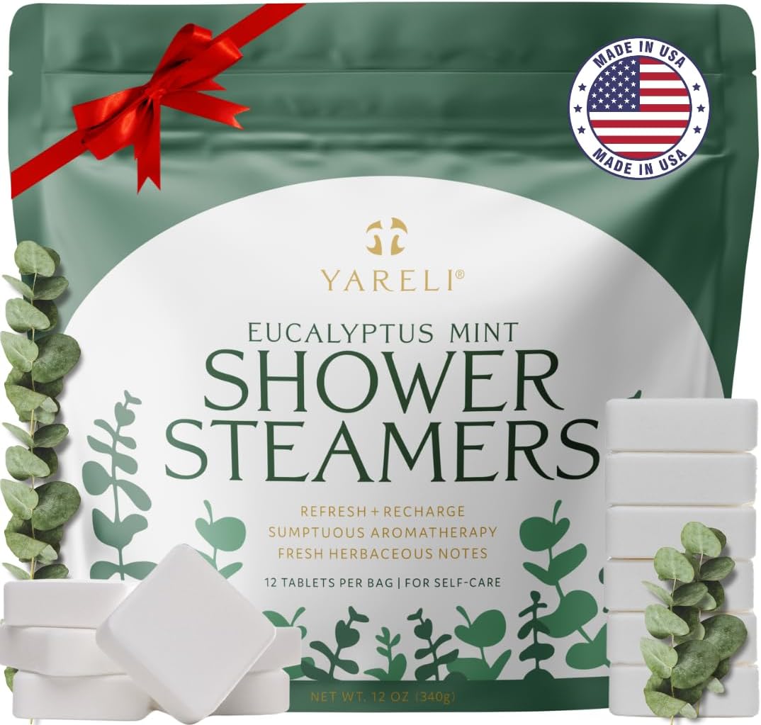 Yareli Shower Steamers for Sinus Relief, 12 Pack, for Women and Men - Aromatherapy and Self Care - Eucalyptus Mint