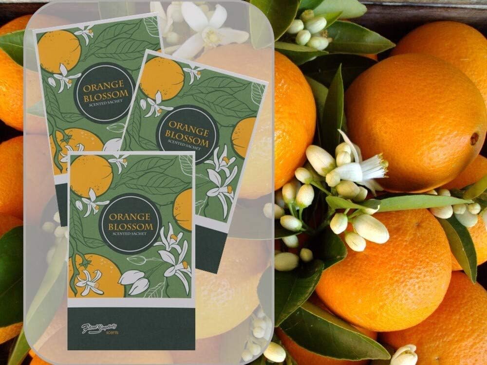 Orange Blossom Scented Sachets Pack of 6, Spring and Summer - Long-Lasting Scented Bags, Home Fragrance, Air Freshener & Deodorizer for Closet, Room, Drawer, or Cars, Made in USA