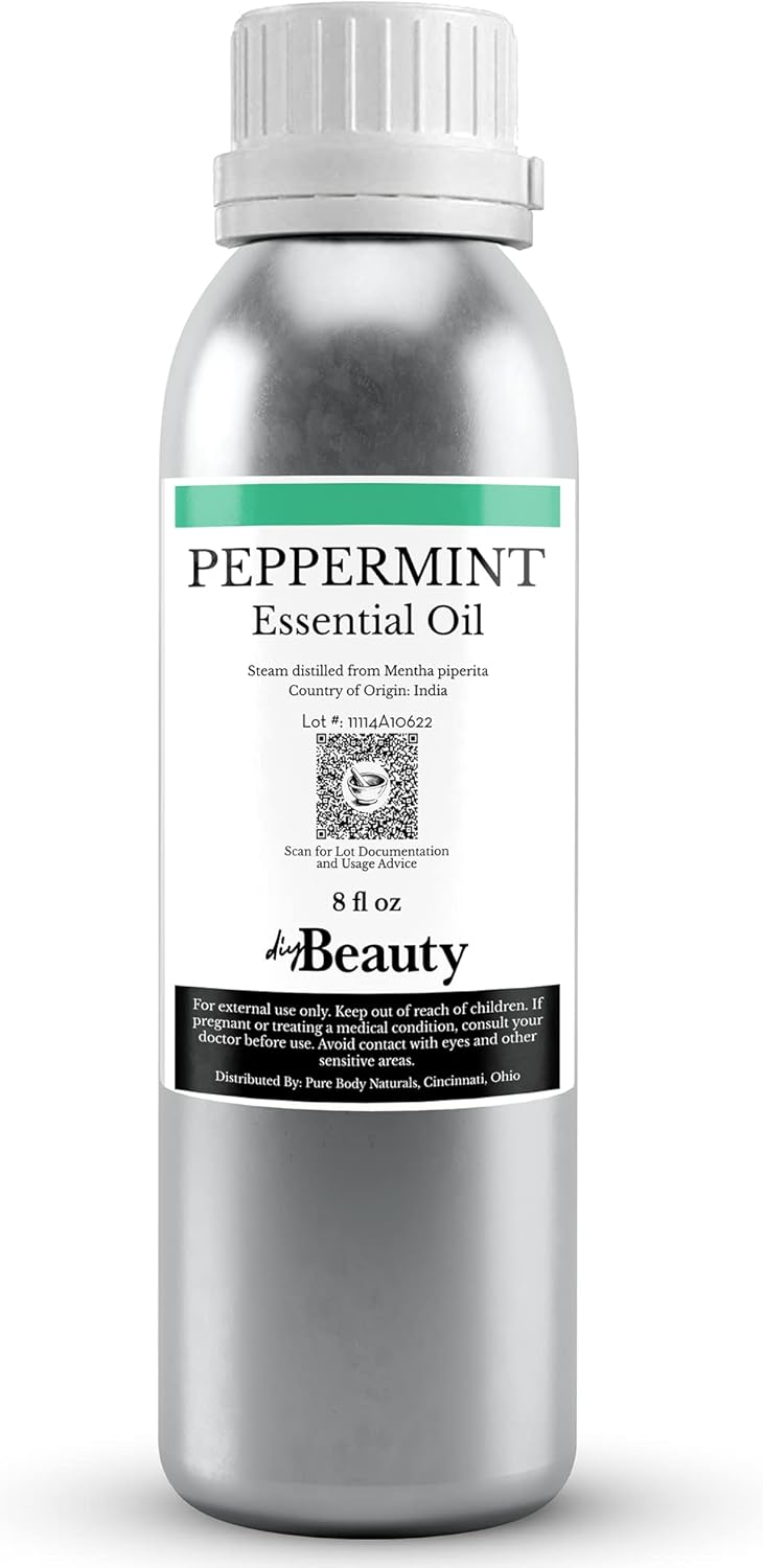 Bulk Peppermint Essential Oil - Large Size 8 fl oz Bottle - 100% Pure and Undiluted Therapeutic Grade Mentha Piperita - Concentrated Extract