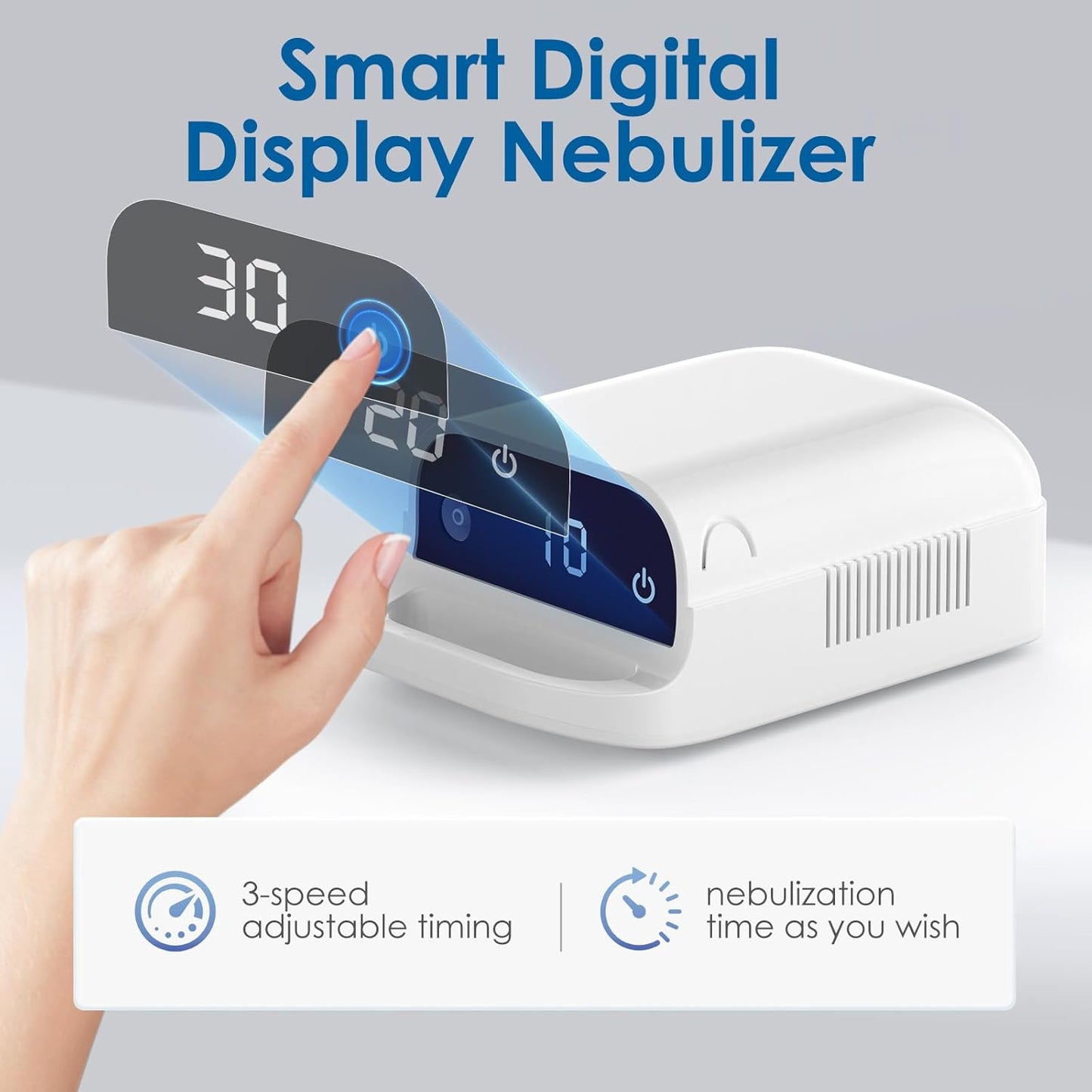 Smart Nebulizer, Smart Digital Display Nebulizer for Adults and Children, Accessory Device for Single Patient Use, Low Noise Compression Nebulizer (Direct Patient Interface) - 145