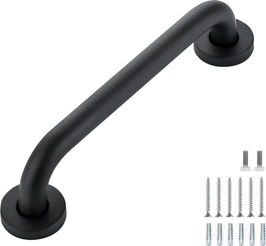 Grab Bars for Shower, 1 Pack 12-Inch Anti Slip Shower Handles for Elderly, Safety Shower Grab Bar, Stainless Steel Handicap Grab Bars for Bathroom (Black 1" Diameter)