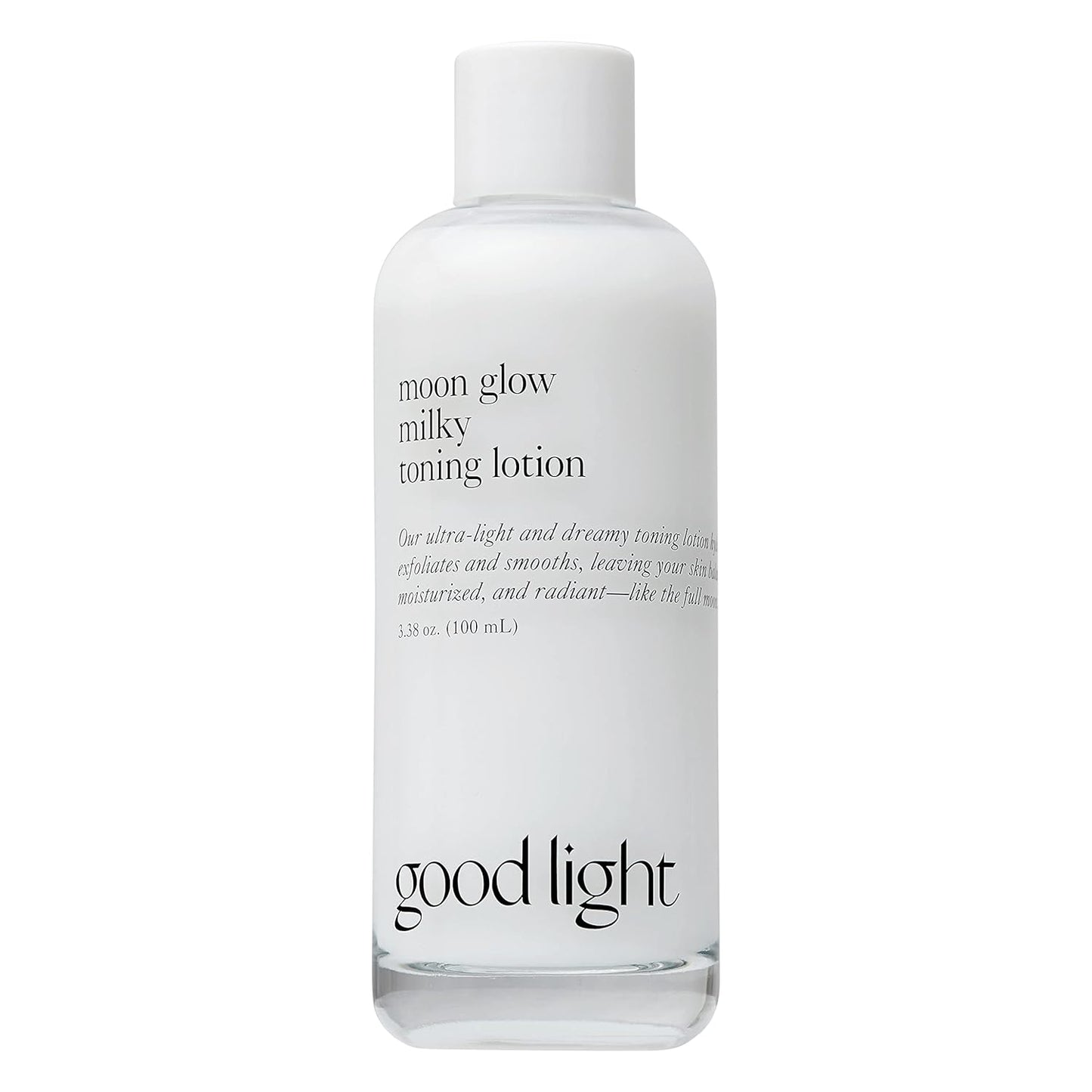 Good Light Moon Glow Milky Toner. Dreamy, Ultra-Light Hydrating Milk Toner for Face. Made with Niacinamide, Ceramides, and AHAs for Glass Skin. Vegan, Fragrance Free Korean Skin Care. 3.38 Fl. Oz.