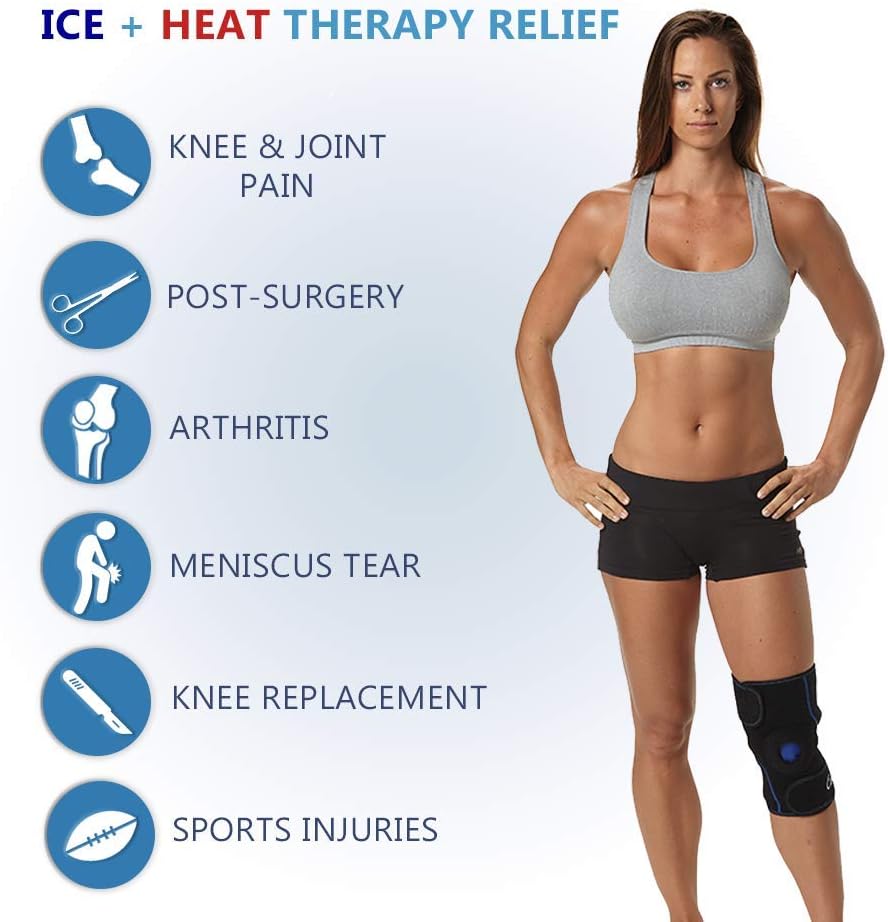 ComfiLife Knee Ice Pack with Wrap Reusable Hot & Cold Therapy Gel Pack Adjustable Compression Support for Injuries, Pain, Surgery, Arthritis, Meniscus and More