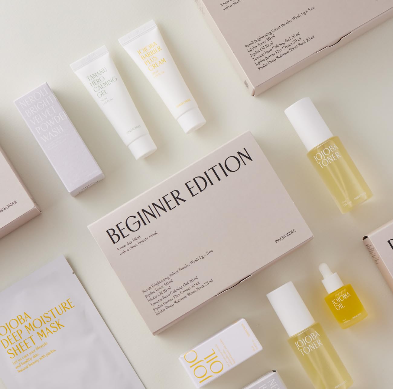 PINKWONDER Beginner Edition Skincare Set | USDA Organic Jojoba Oil | Hydrating & Soothing Routine | Travel Essentials for Women | Korean Skincare Gift