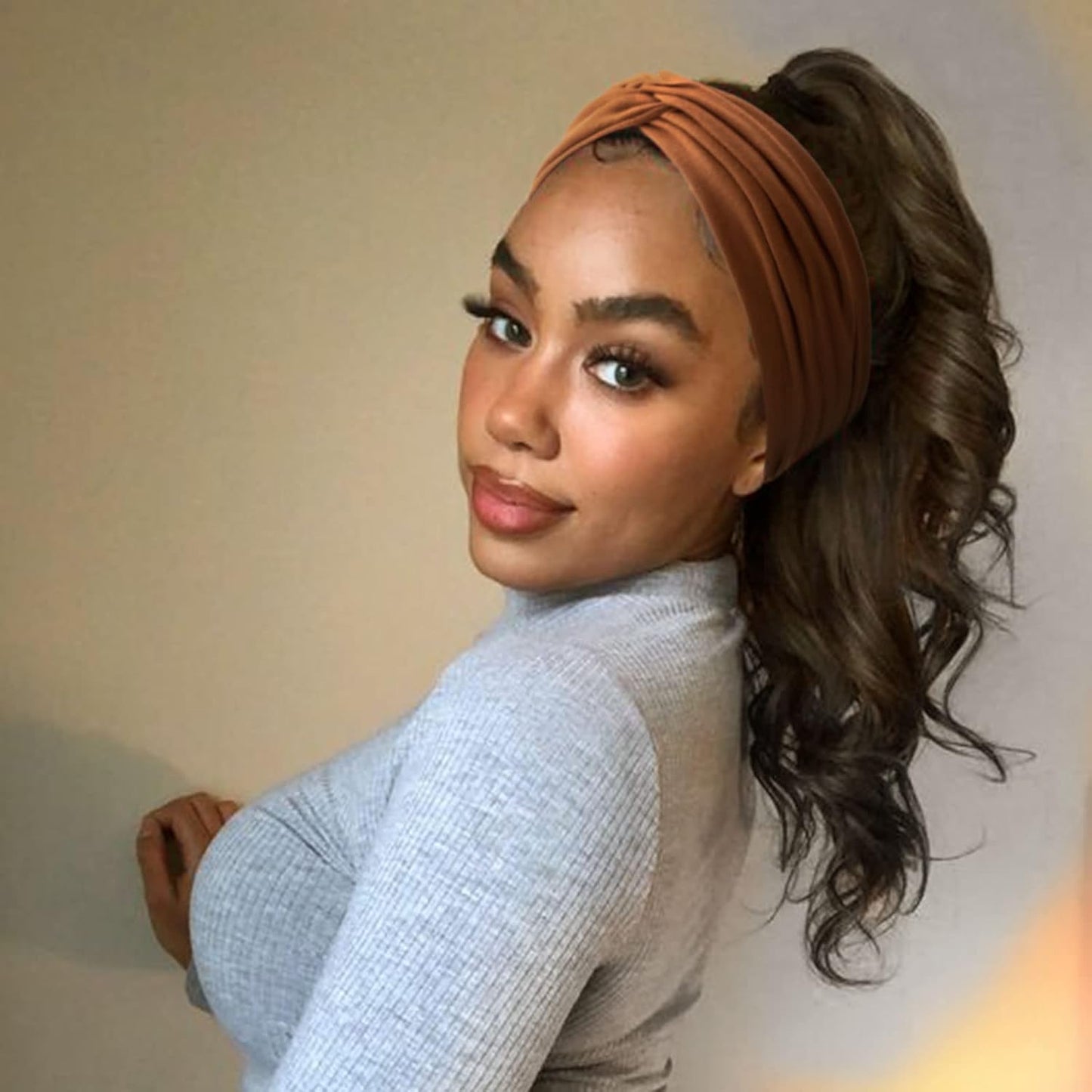 Extra Wide Headbands for Women Large Turban Headband Non Slip Boho Elastic Hairband Hair Twisted Knot Head Bands Accessories