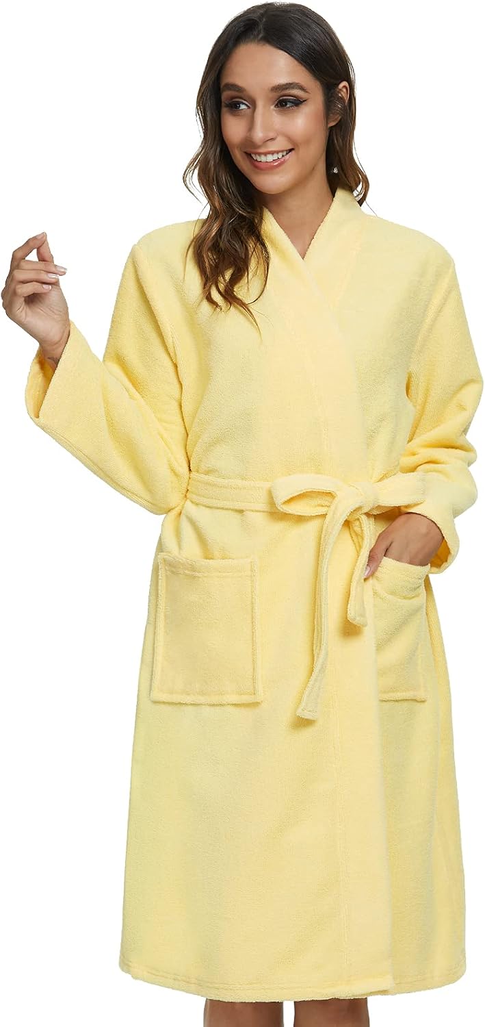 Orrpally Women Kimono Robes Lightweight Terry Cloth Bathrobe Knee Length Bath Robe