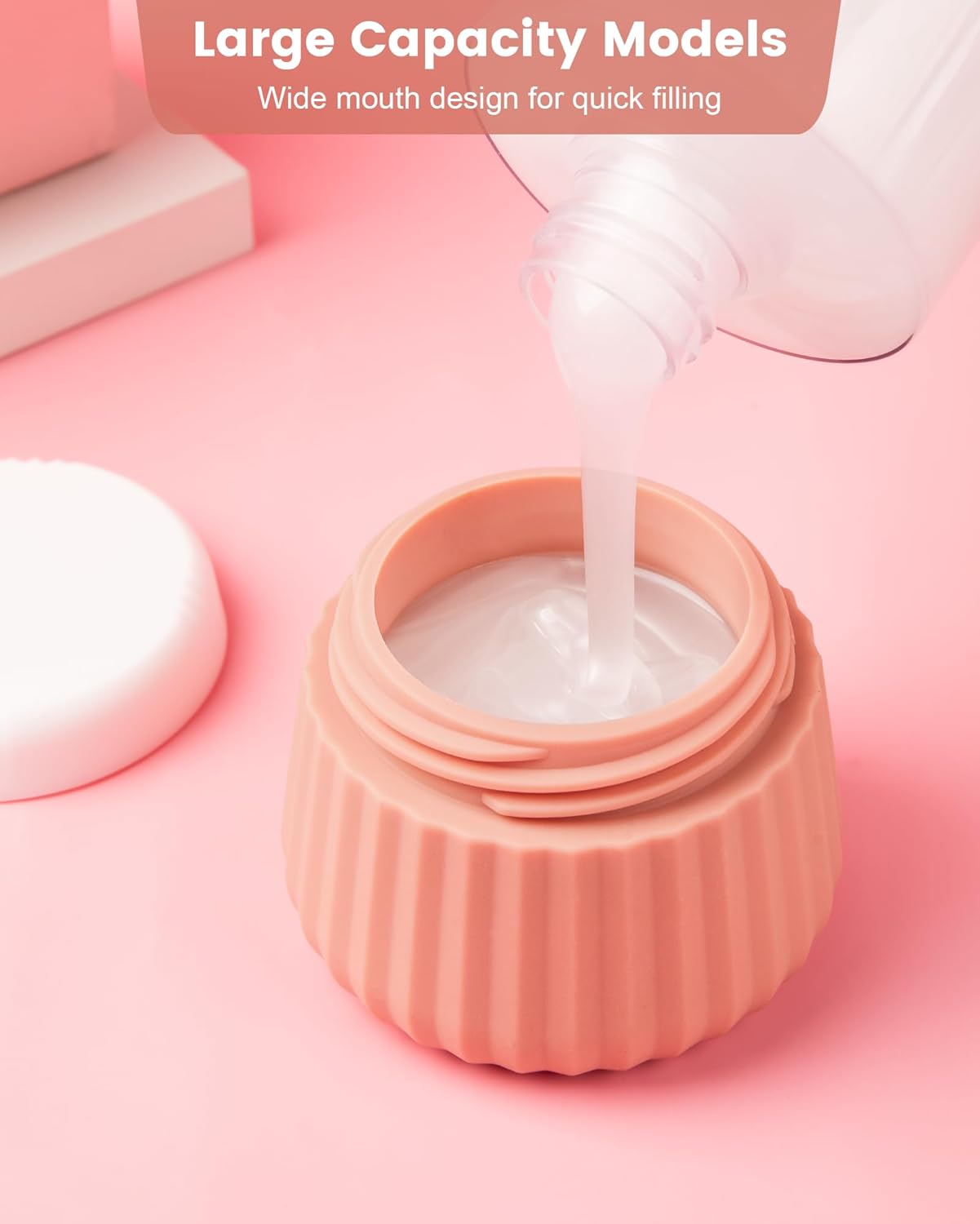 Travel Containers for Toiletries 4 Pack, TSA Approved Travel Size Toiletries, Travel Size Containers, With Clear Bag Leak Proof Silicone Jars, Travel Essentials Creams Jars Carrying Small Items